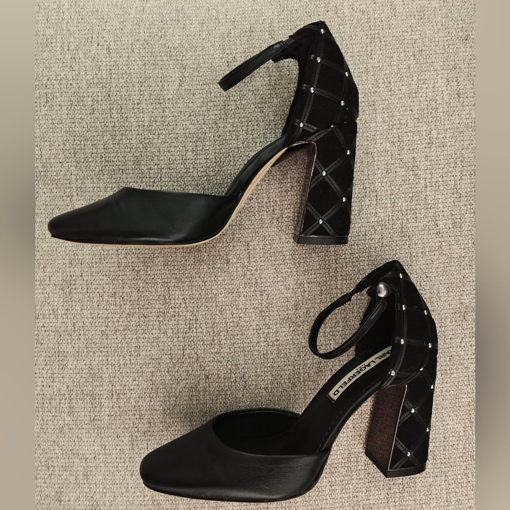 Karl Lagerfeld Paris Gracyn Quilted Pearl Ankle Strap Pumps